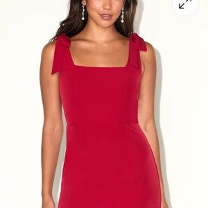 Lulu's Vibrant Red Bow Strap Mini Dress- NWT